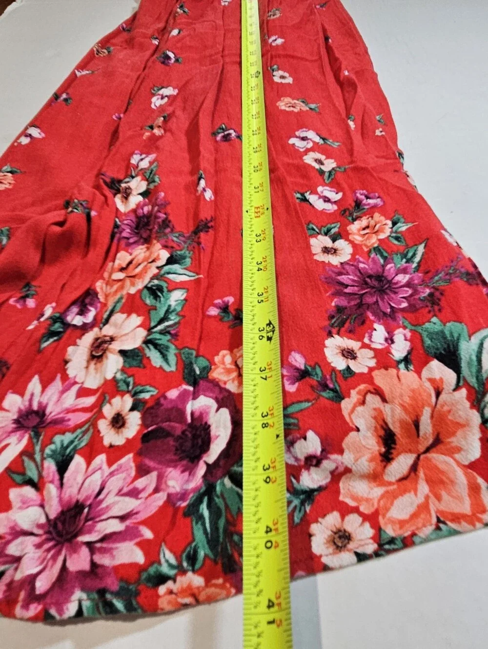 Torrid Women Floral Fit/Flare Dress Plus Size 1X Coral Midi Fairy Summer Travel - Picture 9 of 14